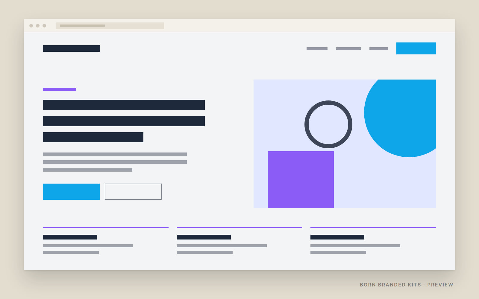 Preview: a one-page website layout in Lucent Automations's colors, with placeholder text